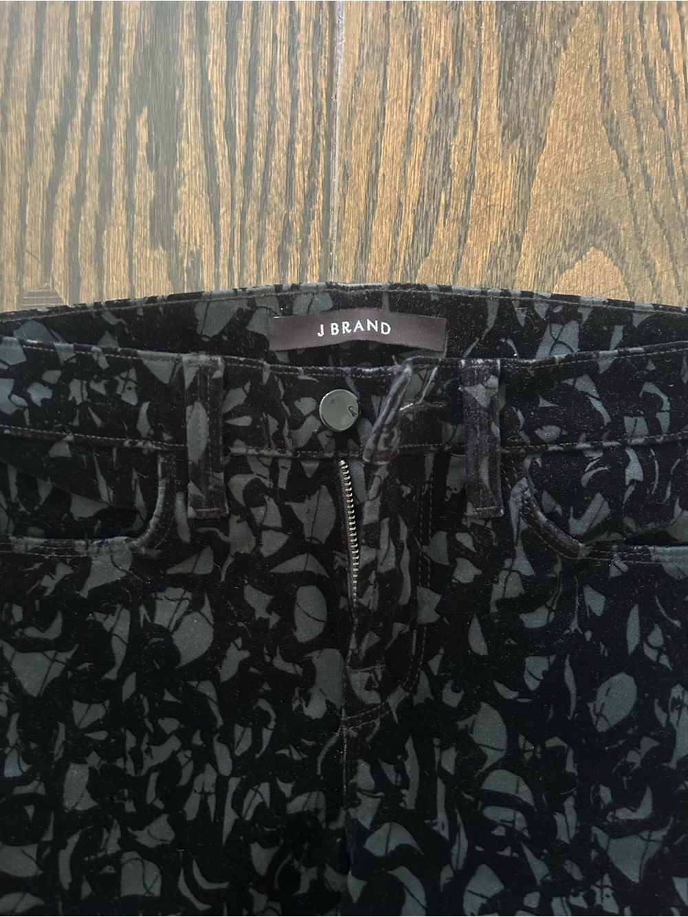 J Brand Women's Black Patterned Velvet Jeans